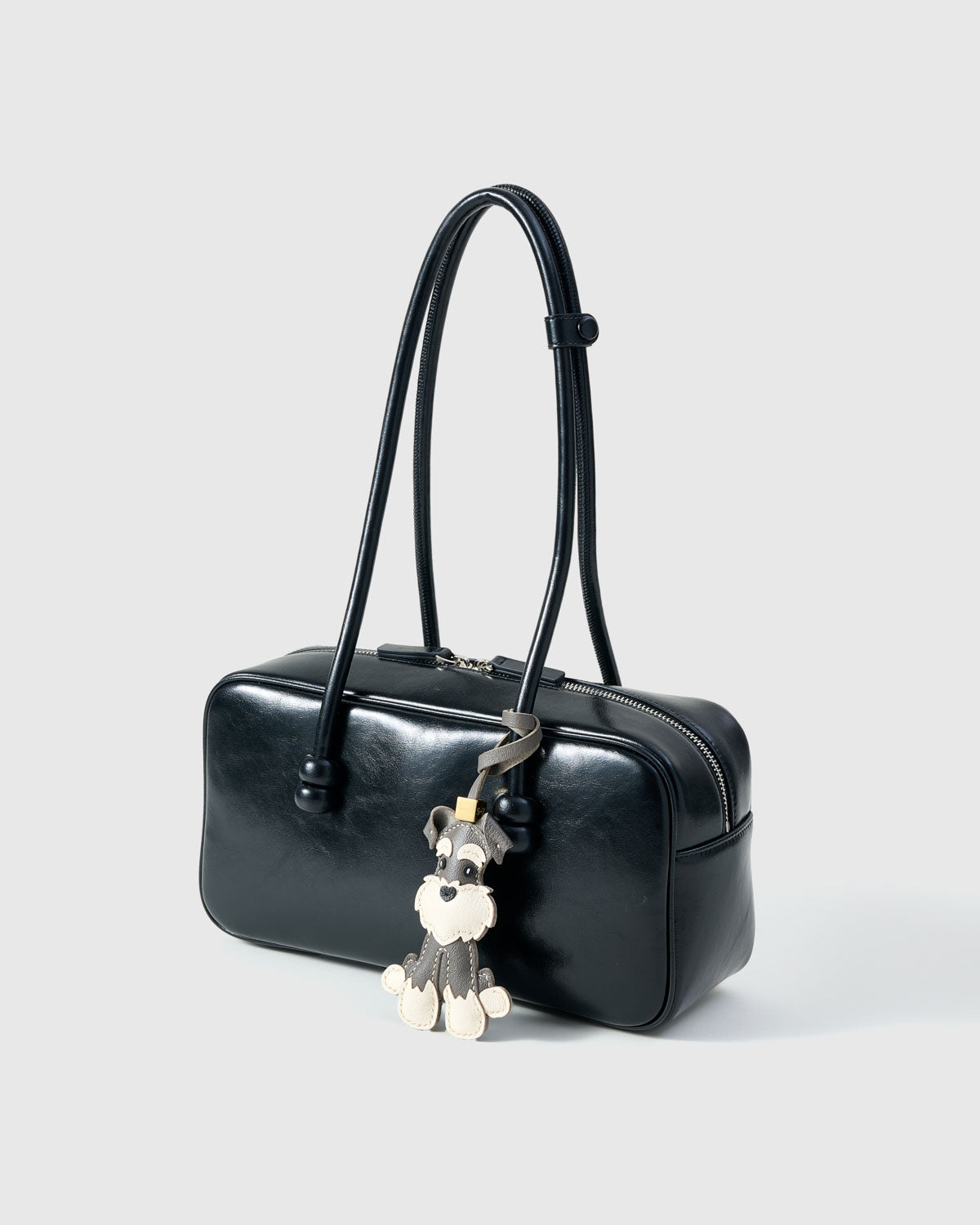 Miniature Schnauzer Bag charm Wheatonˊ˗ Gray Urban Schnauzer Leather Charm — Hand-Cut French Leather