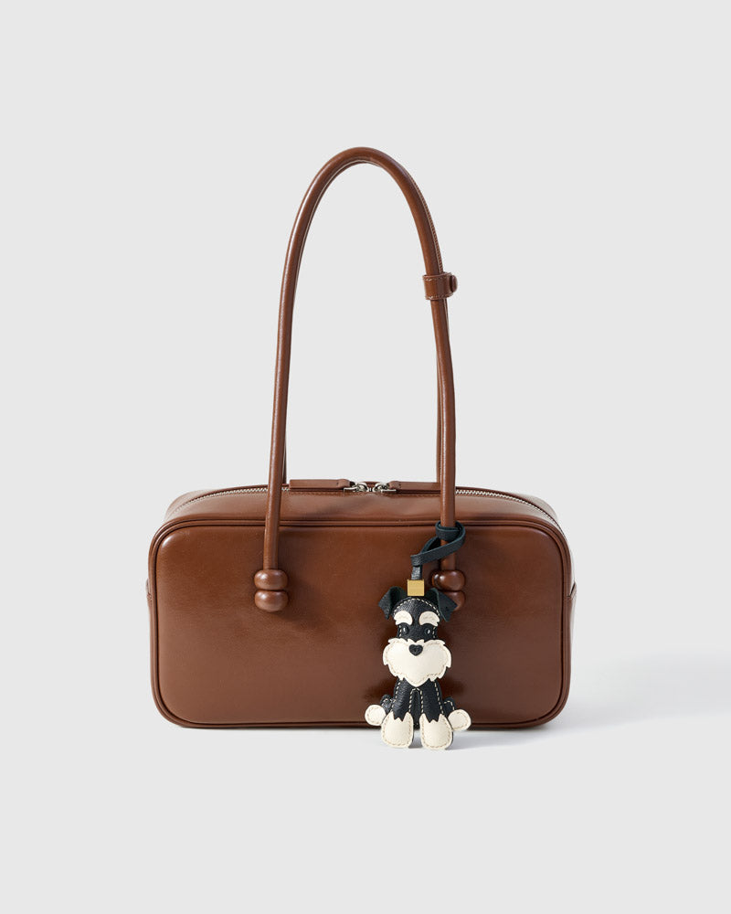 Black Urban Schnauzer Leather Charm — Hand-Cut French Leather