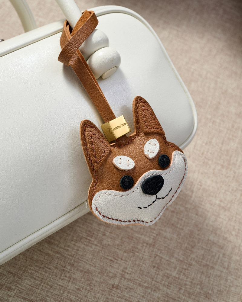 STICKY ZOO® – Shiba Inu Leather Bag Charm & Keychain – Handmade