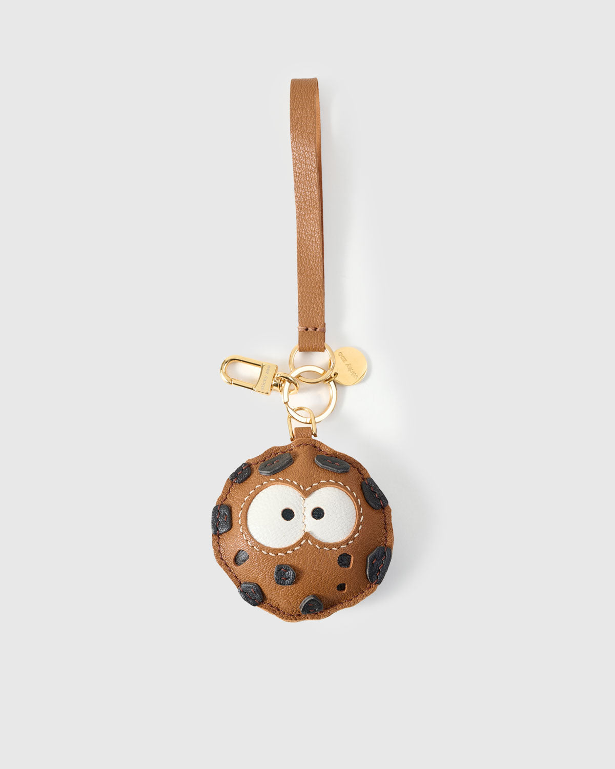 Cookies Leather Bag Charm & Keychain – Handmade in Brown french Cookies Leather Bag Charm & Keychain – Handmade in Brown french