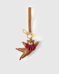 BALLET BEAR CHARM on an 18K gold-plated keychain clip with engraved STICKYZOO disc — clips to keys, bags or backpacks.