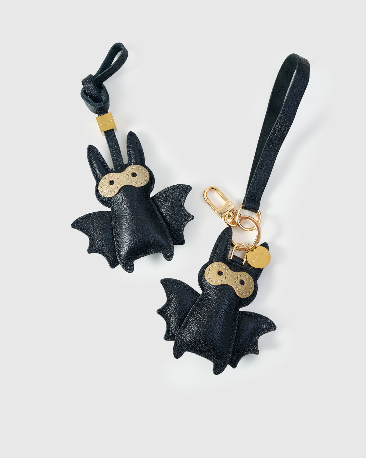 STICKY ZOO® – Bat Leather Bag Charm & Keychain – Handmade in Black