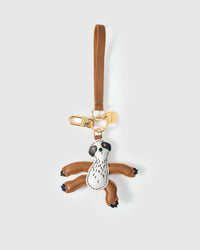 SLOTH CHARM on an 18K gold-plated keychain clip with engraved STICKYZOO disc — clips to keys, bags or backpacks.
