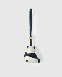 PANDA CHARM charm handmade from French Alran genuine goatskin — A panda, sitting, seen from behind. White leather back,. Three days by hand. Arrives in luxury gift packaging. Designed in Amsterdam.