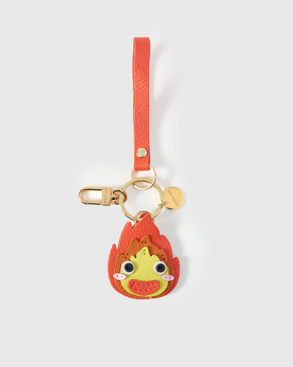 STICKY ZOO® – Calcifer Leather Bag Charm & Keychain – Handmade in