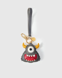 Little monster on an 18K gold-plated keychain clip with engraved STICKYZOO disc — clips to keys, bags or backpacks.