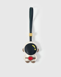 ASTRONAUT CHARM charm handmade from French Alran genuine goatskin — A bear in a spacesuit, holding a red heart. The helmet. Three days by hand. Arrives in luxury gift packaging. Designed in Amsterdam.
