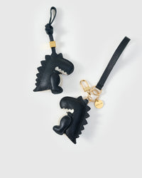Black dinosaur charm — real French leather, 3 days by hand.