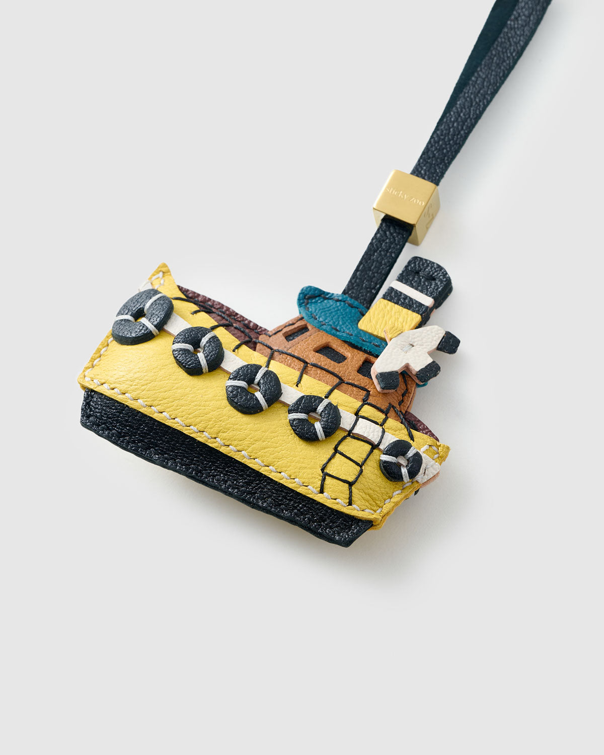 Ship Leather Bag Charm & Keychain – Handmade in Multicolor Leather