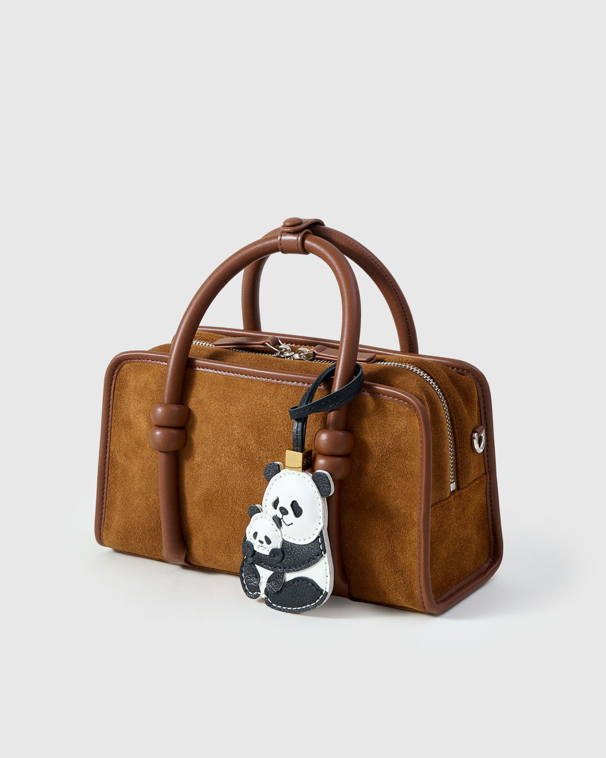 Panda Leather Bag Charm & Keychain – Handmade in Black and White