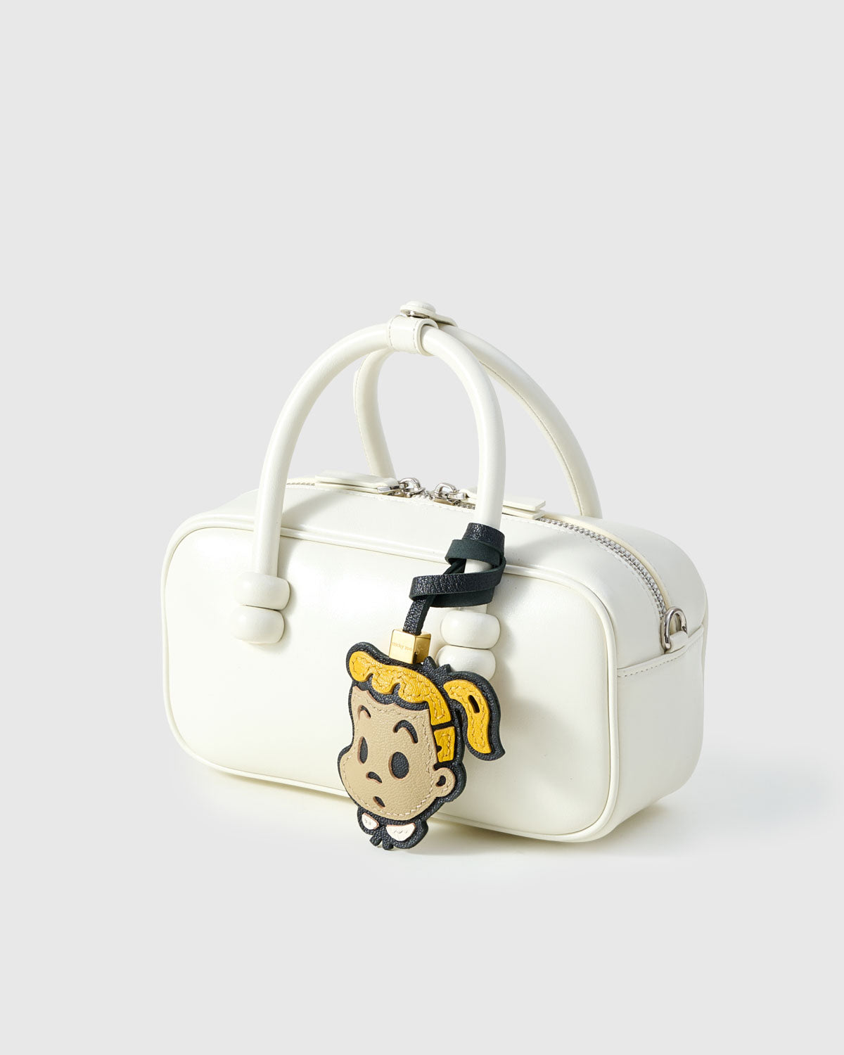 Osamu Goods Leather Bag Charm & Keychain – Handmade in Beige