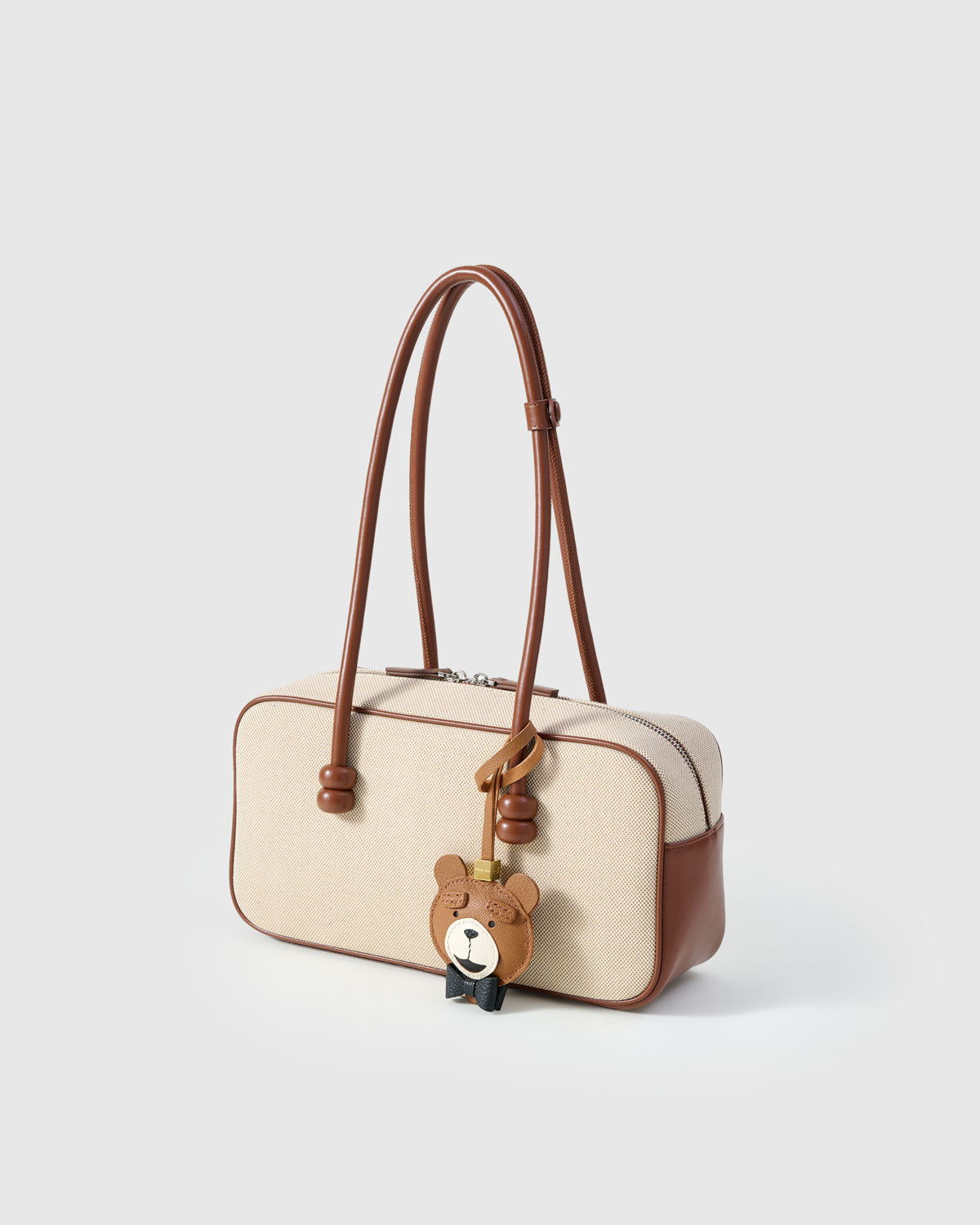 Teddy Bear Leather Bag Charm & Keychain – Handmade in Brown