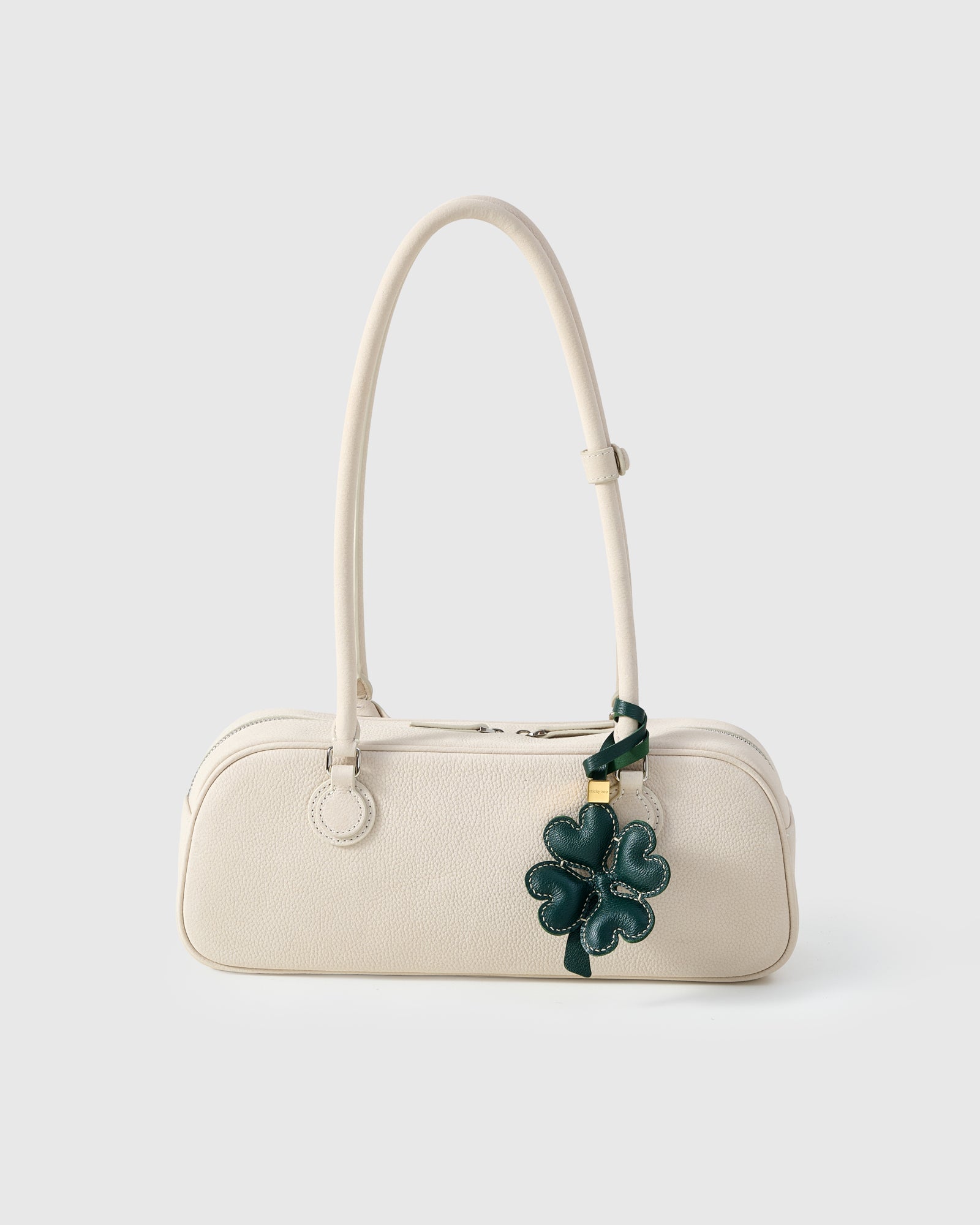 Lucky Clover Charm in Forest Green — Handmade French Leather 3D