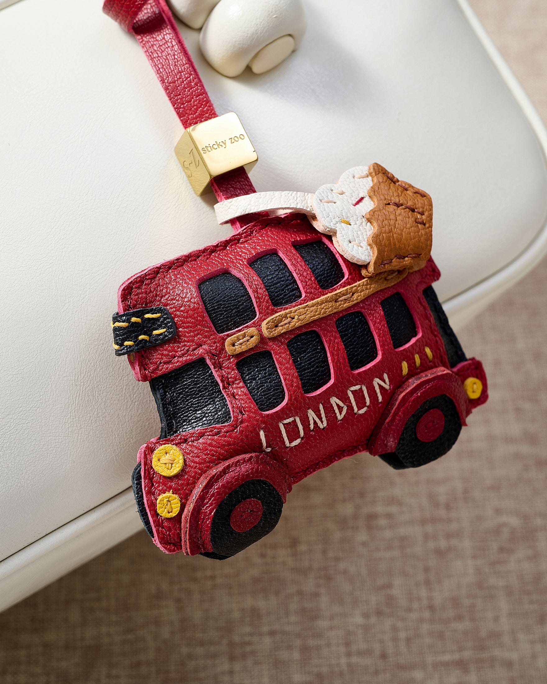 Sticky Zoo® – London Bus Leather Bag Charm & Keychain