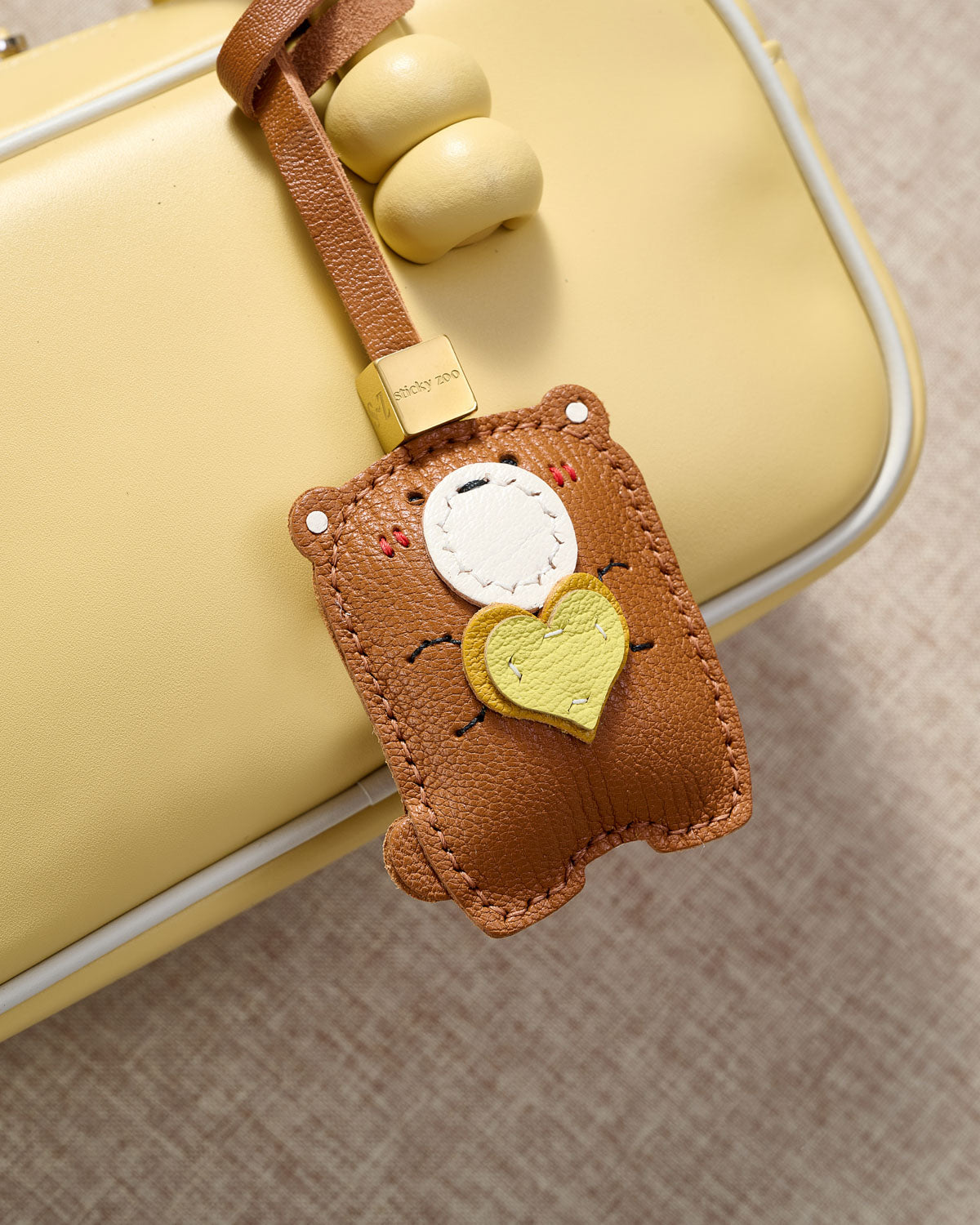 sticky zoo ウッディ チャーム STICKY ZOO® – Teddy Bear Bag Charm & Keychain – Handmade in Brown