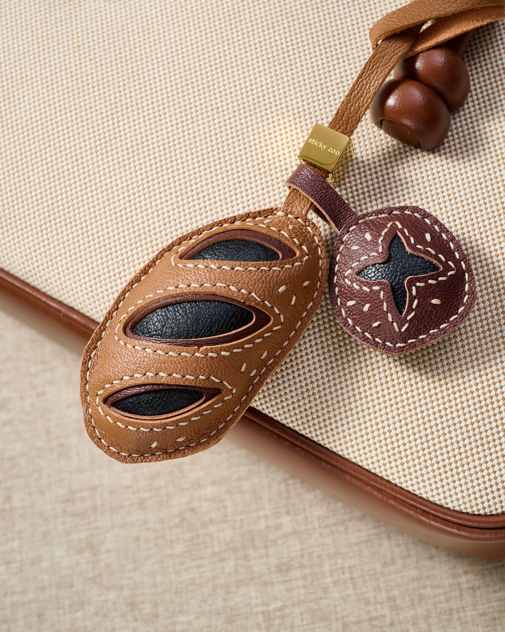 Bread Leather Bag Charm & Keychain – Handmade Gift – STICKYZOO®