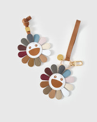 STICKYZOO Night Flower Charm in earth-tone 12-colour French Alran goatskin. Hand-cut, hand-stitched. Designed in Amsterdam.