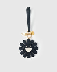 STICKYZOO Night Flower Charm in black with cream face French Alran goatskin. Hand-cut, hand-stitched. Designed in Amsterdam.