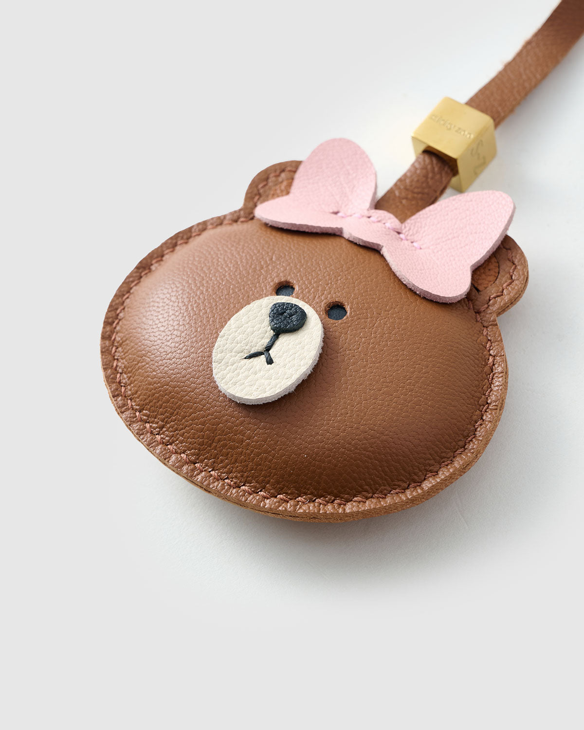 Cuddly Bear Leather Charm & Keychain – Handmade Gift – STICKY ZOO®