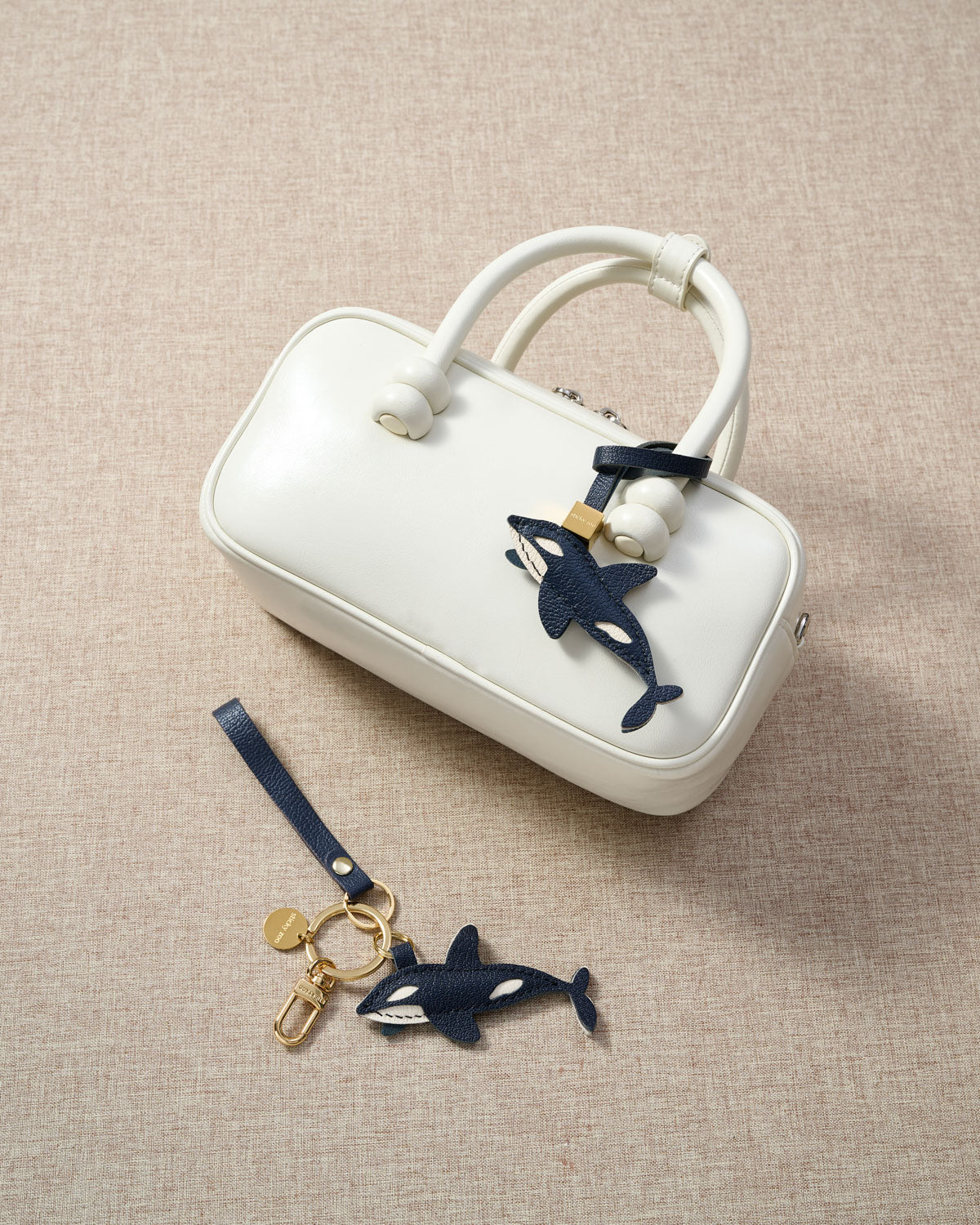 Orca Leather Bag Charm & Keychain – Handmade Gift – STICKY ZOO®