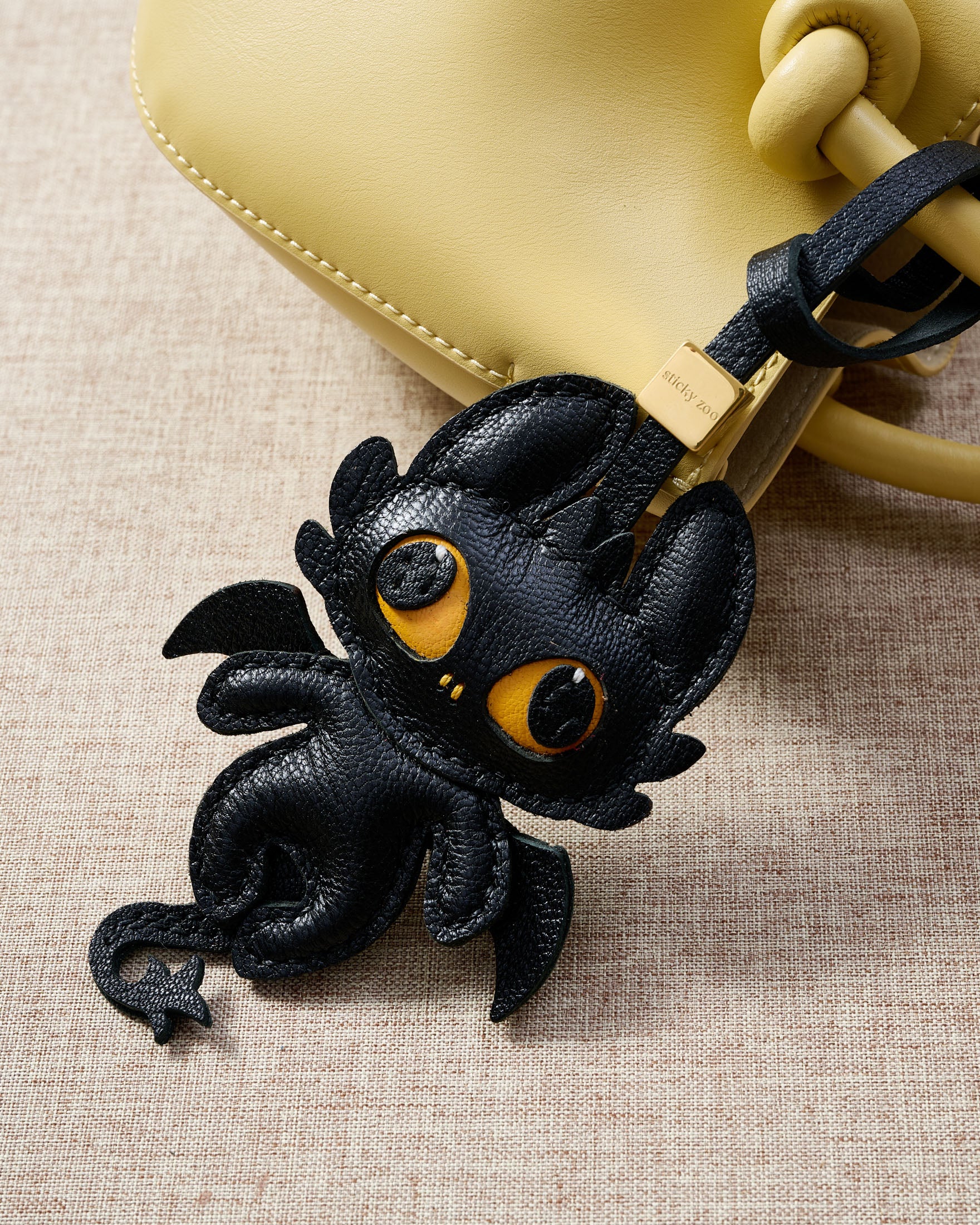 Sticky Zoo - Black Dragon Bag Charm and Keychain - Handmade