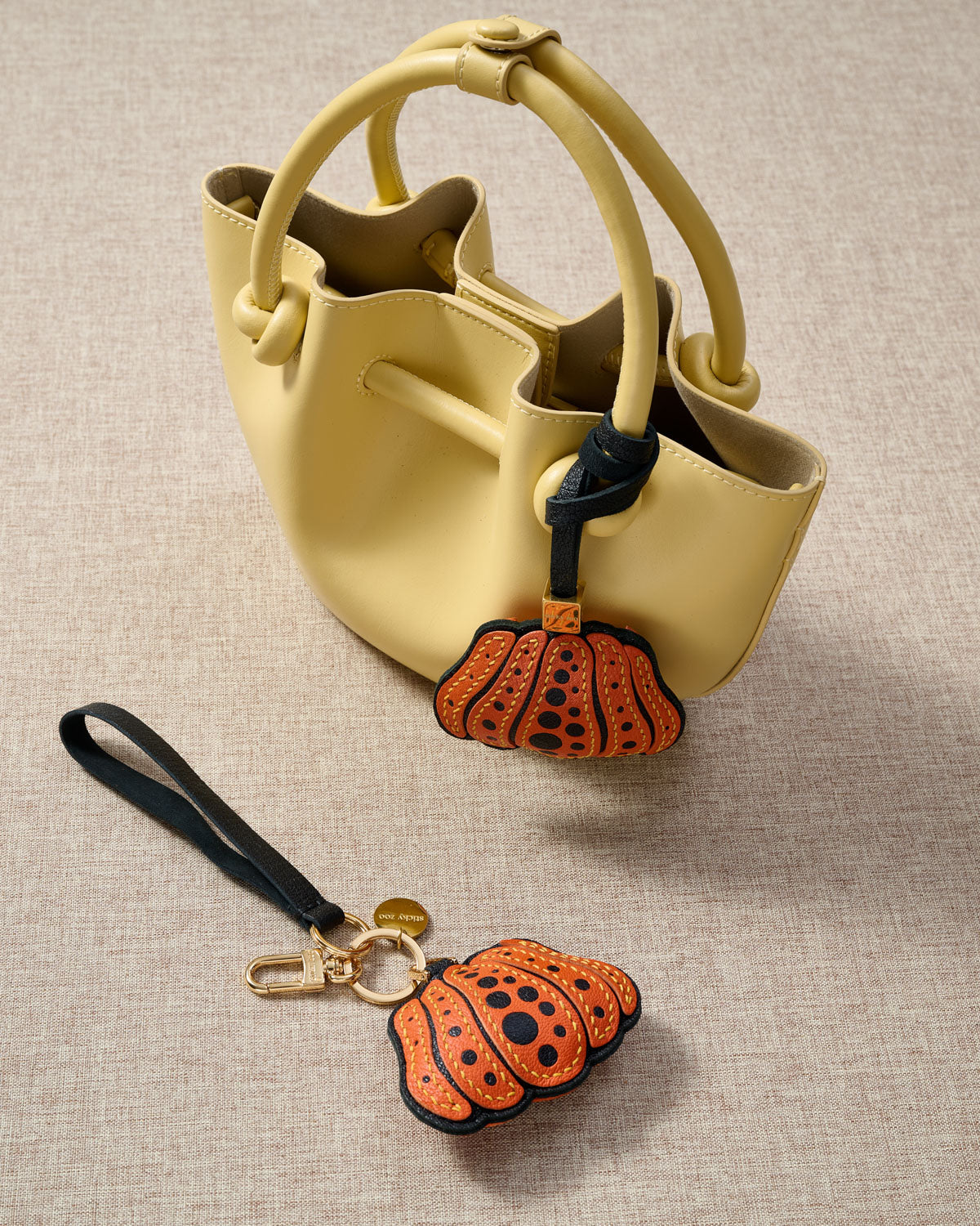Pumpkin Leather Charm – Handmade 3D Seasonal Bag Charm | STICKY
