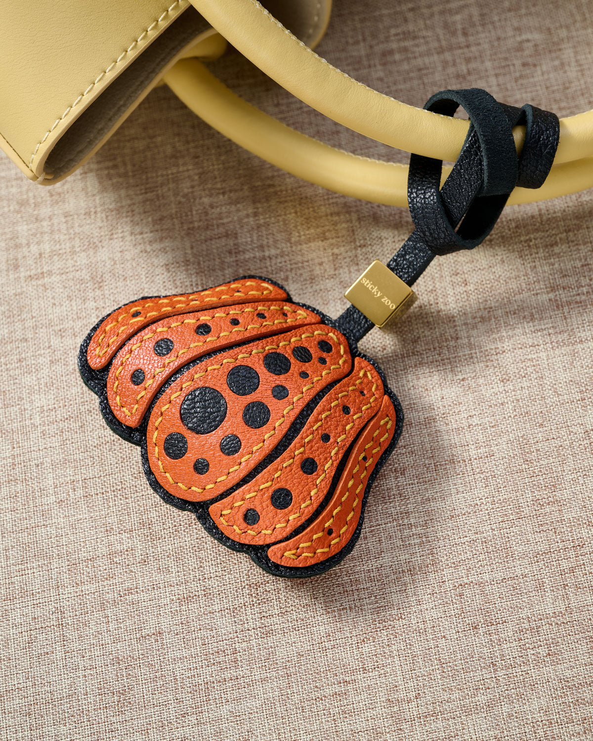 Pumpkin Leather Charm – Handmade 3D Seasonal Bag Charm | STICKY