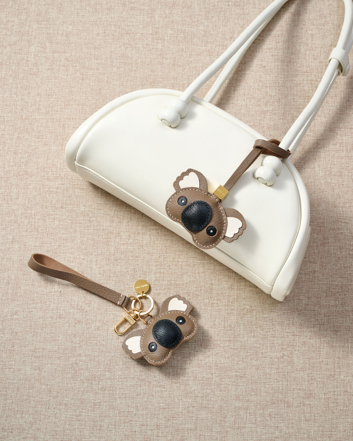 KOALA CHARM charm — genuine French Alran goatskin. Never vegan. Never synthetic.