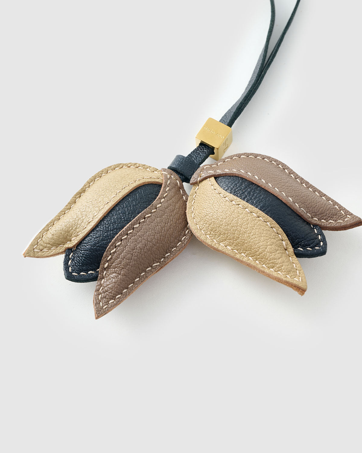 Tulip Leather Bag Charm & Keychain – Handmade in Beige, Taupe, and