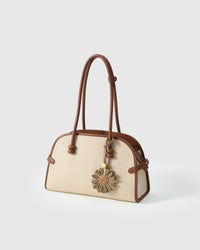 STICKYZOO Daisy Charm in taupe and olive — handmade French Alran goatskin with 18K gold-plated hardware. Arrives gift-ready.