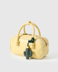 STICKYZOO Cactus Charm in forest green — handmade French Alran goatskin with 18K gold-plated hardware. Arrives gift-ready.