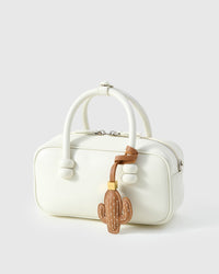 STICKYZOO Cactus Charm in warm tan — handmade French Alran goatskin with 18K gold-plated hardware. Arrives gift-ready.