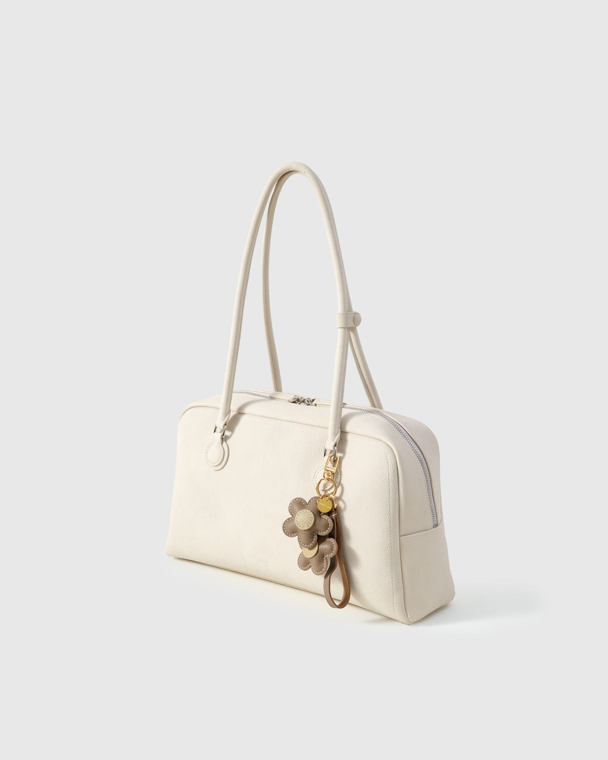 Twin Flowers Charm in Taupe — Handmade French Leather – STICKYZOO®