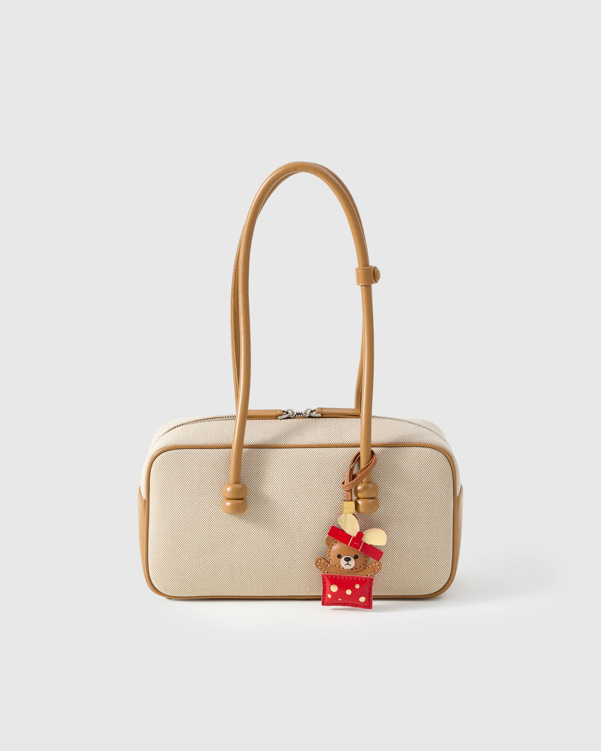 Teddy Bear Gift Leather Bag Charm & Keychain – Handmade in Red