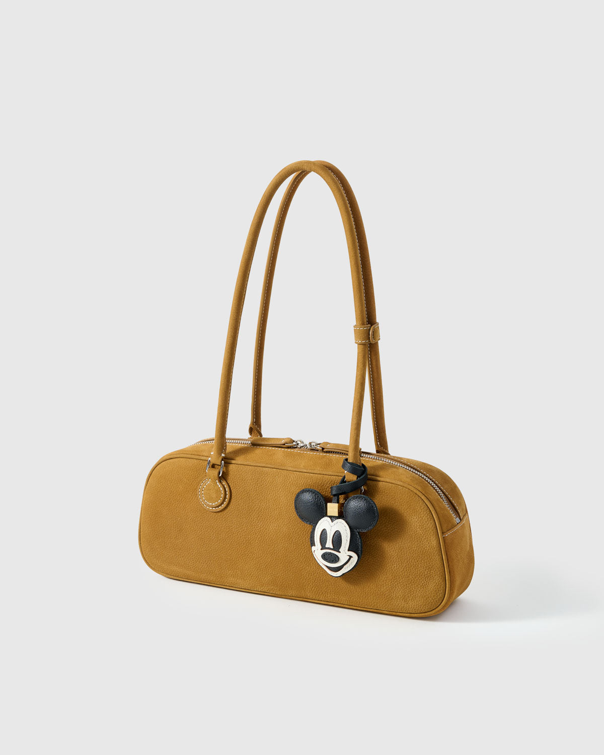 Mickey Bag Charm & Keychain – Handmade in Black & Ivory Leather