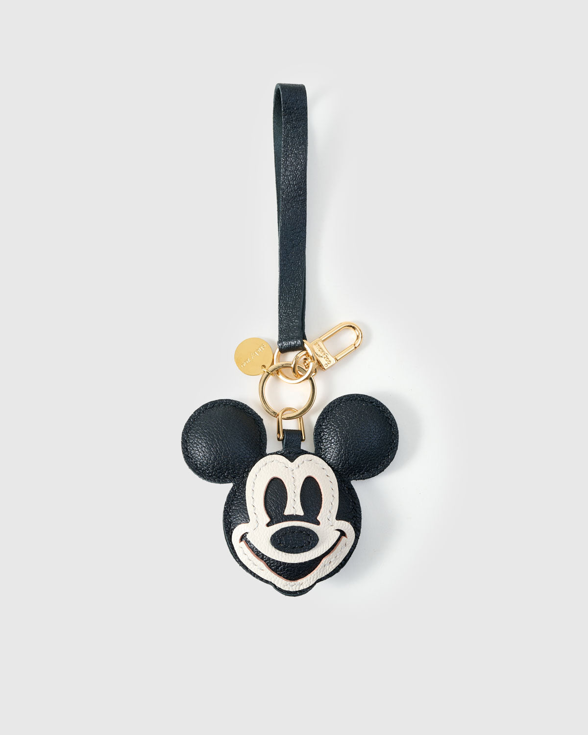 Mickey Bag Charm & Keychain – Handmade in Black & Ivory Leather