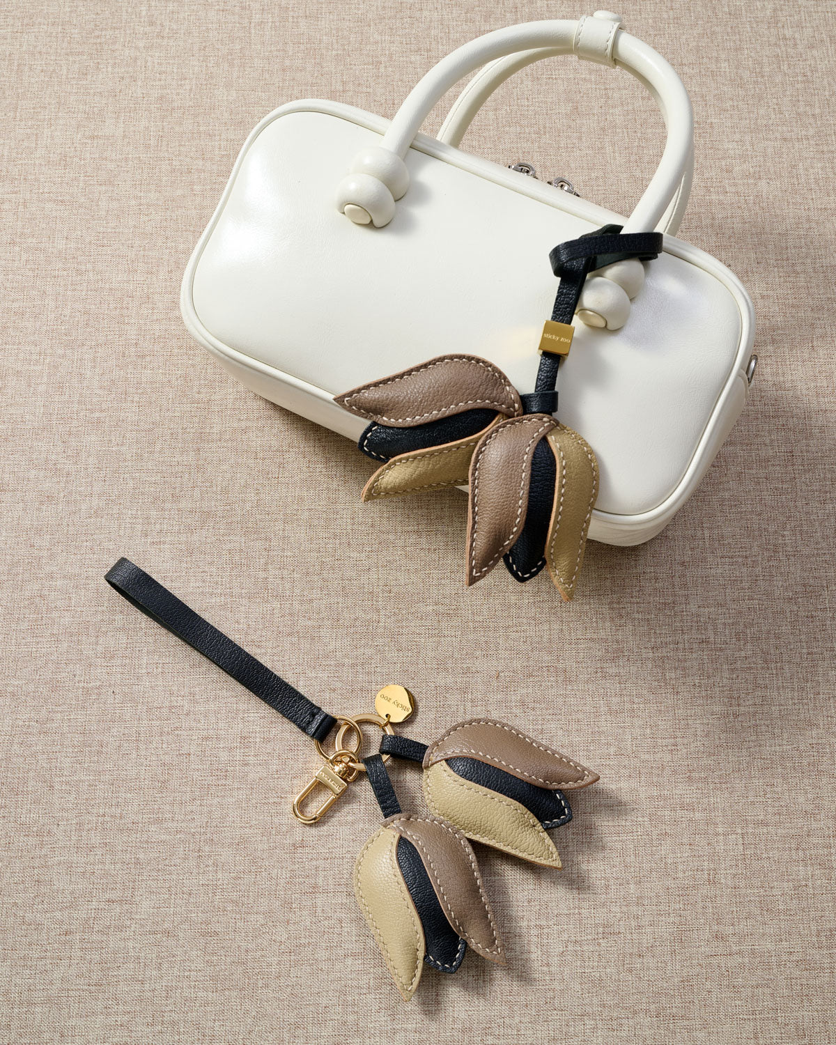 STICKY ZOO® – Tulip Leather Bag Charm & Keychain – Handmade in