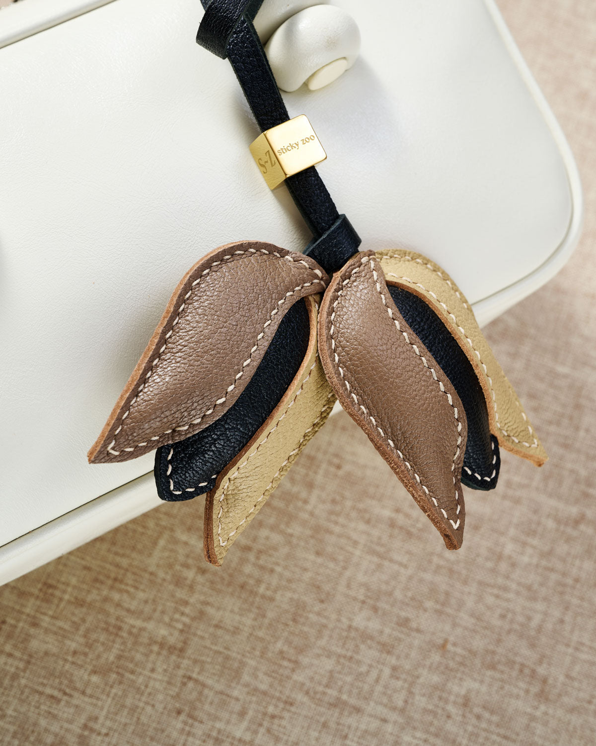STICKY ZOO® – Tulip Leather Bag Charm & Keychain – Handmade in