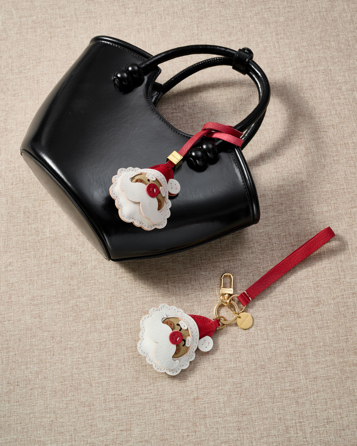 STICKY ZOO® – Santa Claus Leather Bag Charm & Keychain – Handmade