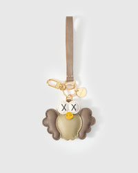 Gold Hootie on an 18K gold-plated keychain clip with engraved STICKYZOO disc — clips to keys, bags or backpacks.