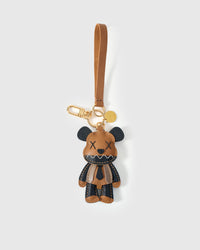 VIOLENT BEAR CHARM on an 18K gold-plated keychain clip with engraved STICKYZOO disc — clips to keys, bags or backpacks.