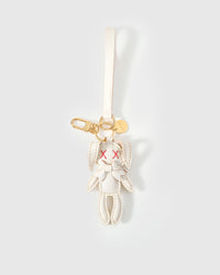 RABBIT CHARM on an 18K gold-plated keychain clip with engraved STICKYZOO disc — clips to keys, bags or backpacks.