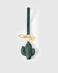 STICKYZOO Cactus Charm — dual attachment option: leather strap for bags or keychain clip. French Alran goatskin.