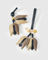 STICKYZOO Tulip Charm — hand-layered French Alran goatskin, 3D dimensional tulip with overlapping petals. Designed in Amsterdam.