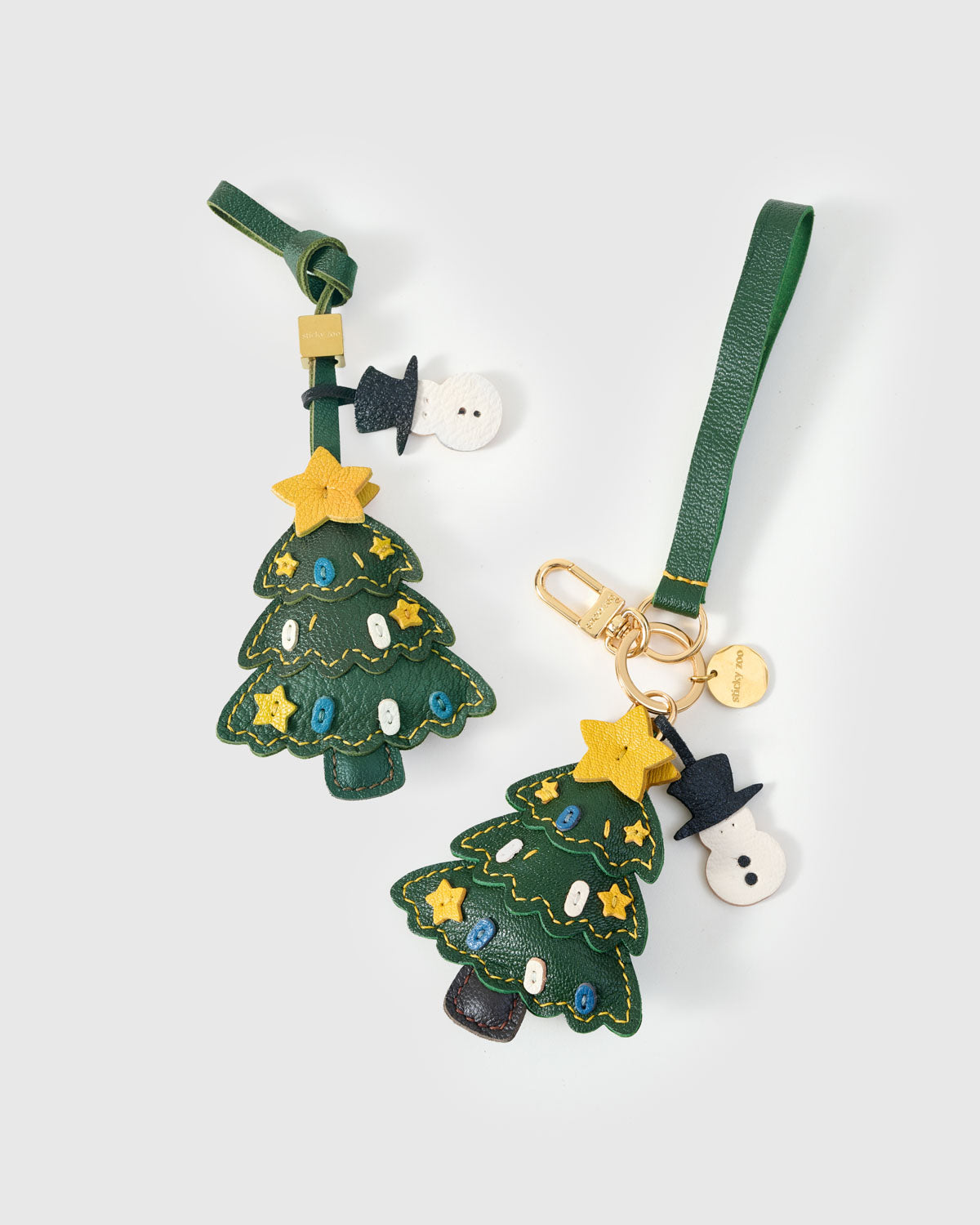 Christmas Tree Bag Charm & Keychain – Handmade in Green, Yellow