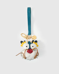 Colorful dragon on an 18K gold-plated keychain clip with engraved STICKYZOO disc — clips to keys, bags or backpacks.