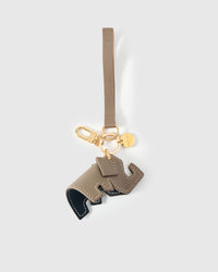 ELEPHANT CHARM on an 18K gold-plated keychain clip with engraved STICKYZOO disc — clips to keys, bags or backpacks.