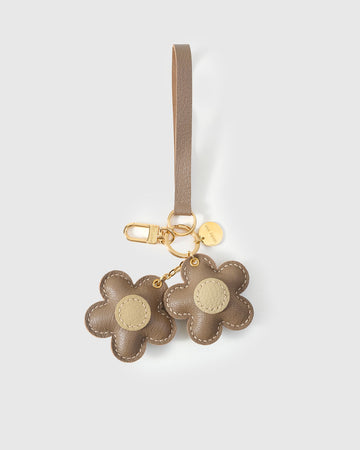 Twin Flowers Charm in Taupe — Handmade French Leather – STICKYZOO®