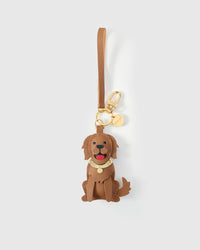 Handmade Golden Retriever leather bag charm — built to last from full-grain French Alran goatskin. STICKYZOO.