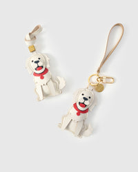Handmade Golden Retriever leather bag charm — built to last from full-grain French Alran goatskin. STICKYZOO.